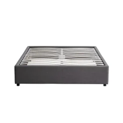Lit coffre en bois massif anthracite avec sommier à lattes - LT17017
