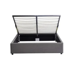 Lit coffre en bois massif anthracite avec sommier à lattes - LT17017