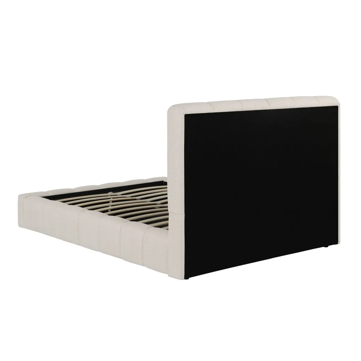 Lit coffre en tissu avec tête de lit beige