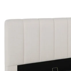 Lit coffre en tissu avec tête de lit beige
