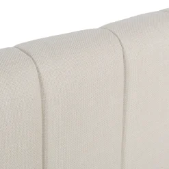 Lit coffre en tissu avec tête de lit beige