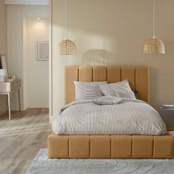 Lit coffre en velours matelassé