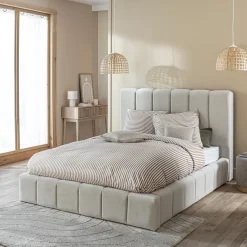 Lit coffre en velours matelassé
