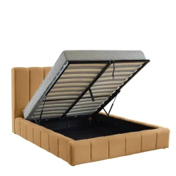 Lit coffre en velours matelassé
