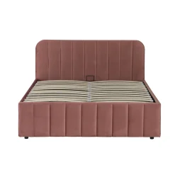 Lit coffre velours avec tête de lit Terre de Nuit