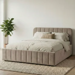 Lit coffre velours avec tête de lit Terre de Nuit