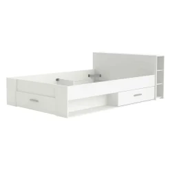 Lit en bois avec tiroir blanc perle - LT177