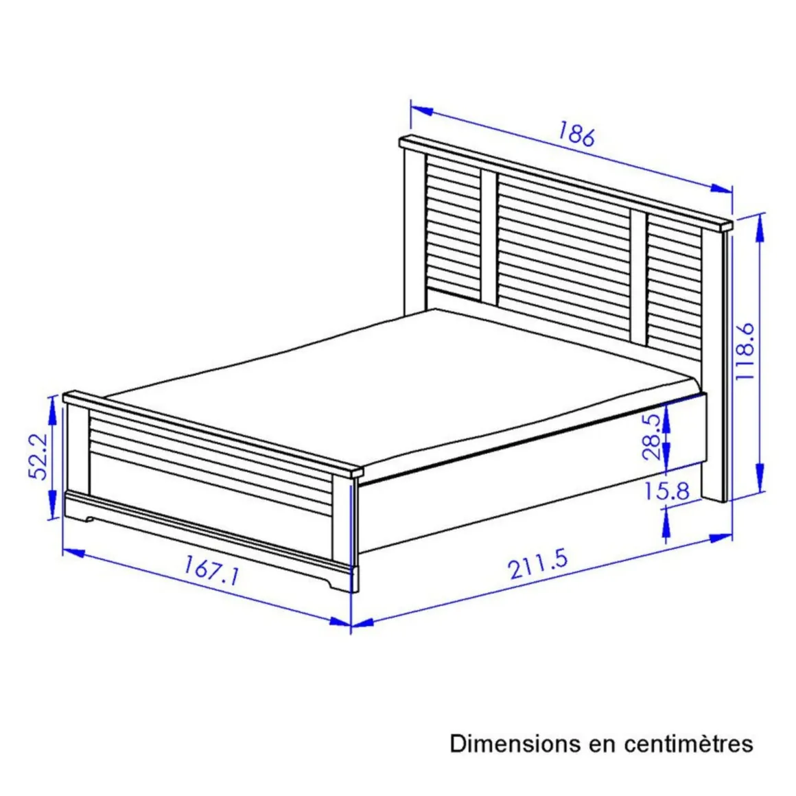 Lit en bois clair imitation châtaignier - LT5066