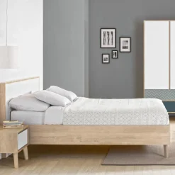 Lit en bois imitation chêne clair - LT5046-1