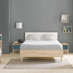 Lit en bois imitation chêne clair - LT5046-1
