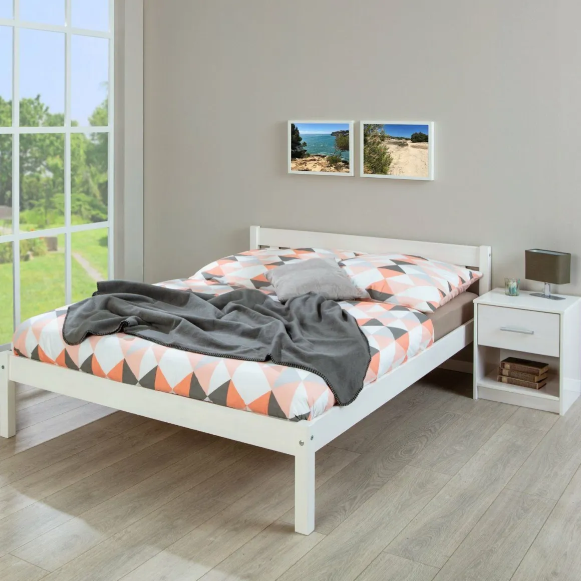 Lit enfant en bois massif blanc - LT12001