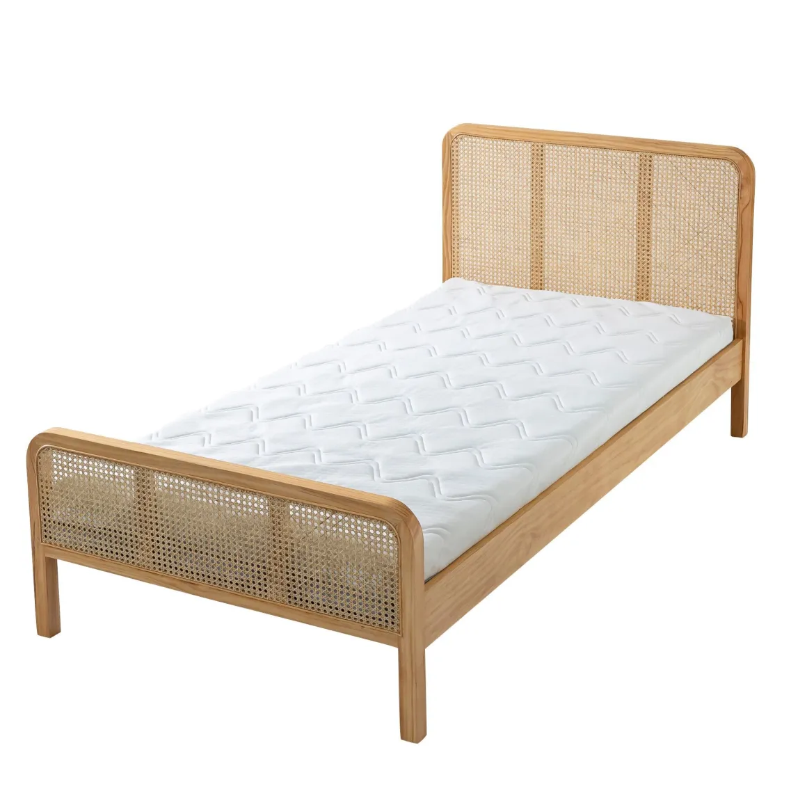 Lit enfant en pin massif avec véritable cannage ANNA - LT17018