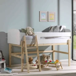 Lit enfant mi-hauteur blanc laqué - Terre de Nuit