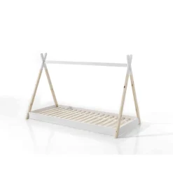 Lit enfant tipi inspiration Montessori en bois blanc - Terre de Nuit