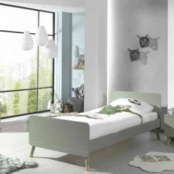 Lit enfant 90x200 en bois massif + chevet enfant 2 tiroirs - CB2031
