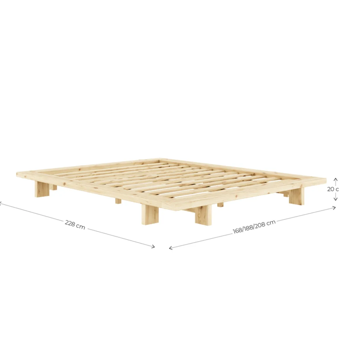 Lit en pin massif avec tables de chevet JAPAN