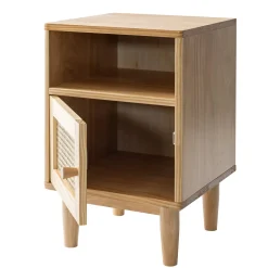 Lit en pin massif avec véritable cannage + table de chevet cannage ANNA