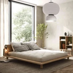 Lit en pin massif naturel PEEK BED + matelas futon COMFORT écru