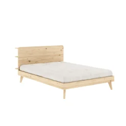 Lit en pin massif RETREAT BED bois clair + matelas futon COMFORT écru