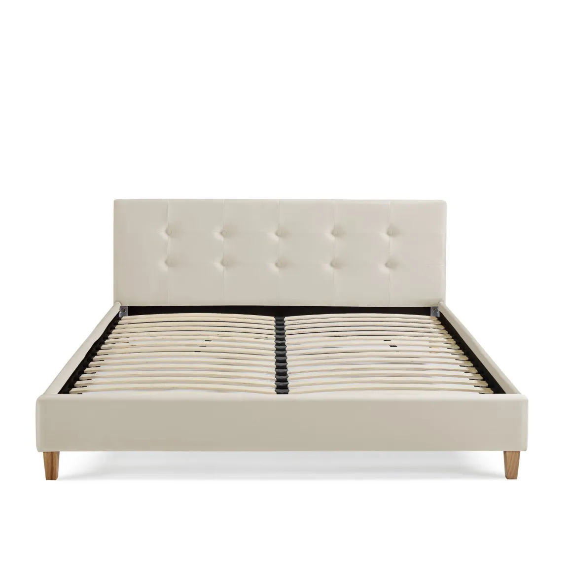 Lit en velours avec pieds en bois
