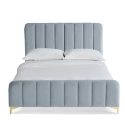 Lit en velours avec pieds en métal dorés Terre de Nuit