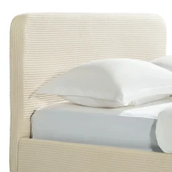 Lit en velours côtelé avec pieds en bois Terre de Nuit