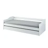 Lit gigogne en bois massif blanc avec sommier à lattes intégré 90x190 - LT12125