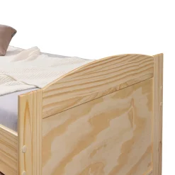 Lit gigogne 3 tiroirs en bois massif imitation chêne clair 90x200 - LT12006