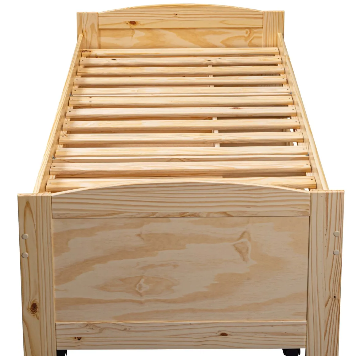 Lit gigogne 3 tiroirs en bois massif imitation chêne clair 90x200 - LT12006