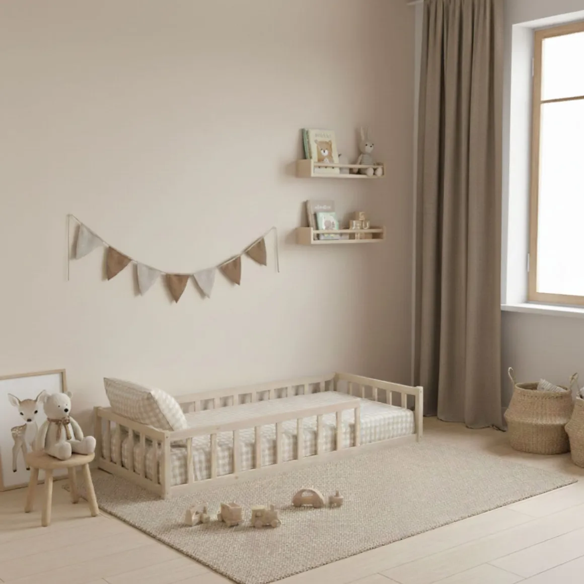 Lit inspiration Montessori enfant à barreaux