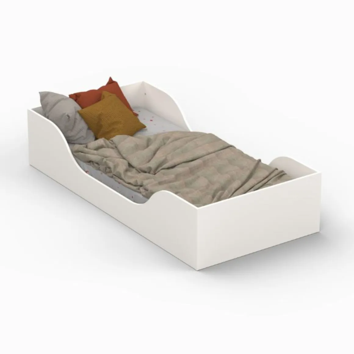 Lit inspiration Montessori enfant au sol blanc