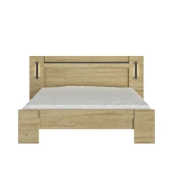 Lit led sensitive avec 2 chevets en bois clair - LT5082
