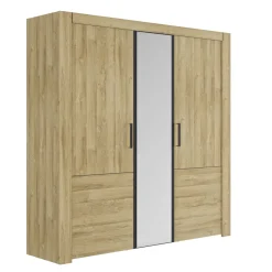 Lit led sensitive et armoire en bois clair - LT5084