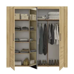 Lit led sensitive et armoire en bois clair - LT5084