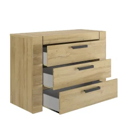 Lit led sensitive et commode en bois clair - LT5083