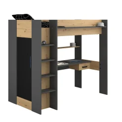 Lit mezzanine avec armoire et bureau