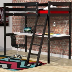 Lit mezzanine avec bureau en bois 90x190 - LT14038