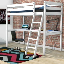 Lit mezzanine avec bureau en bois 90x190 - LT14038
