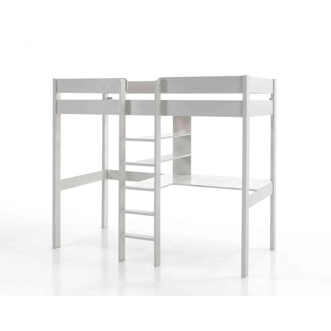 Lit Mezzanine Blanc 90x200 avec échelle centrale - Terre de Nuit