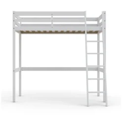 Lit mezzanine en bois massif blanc - LT14036