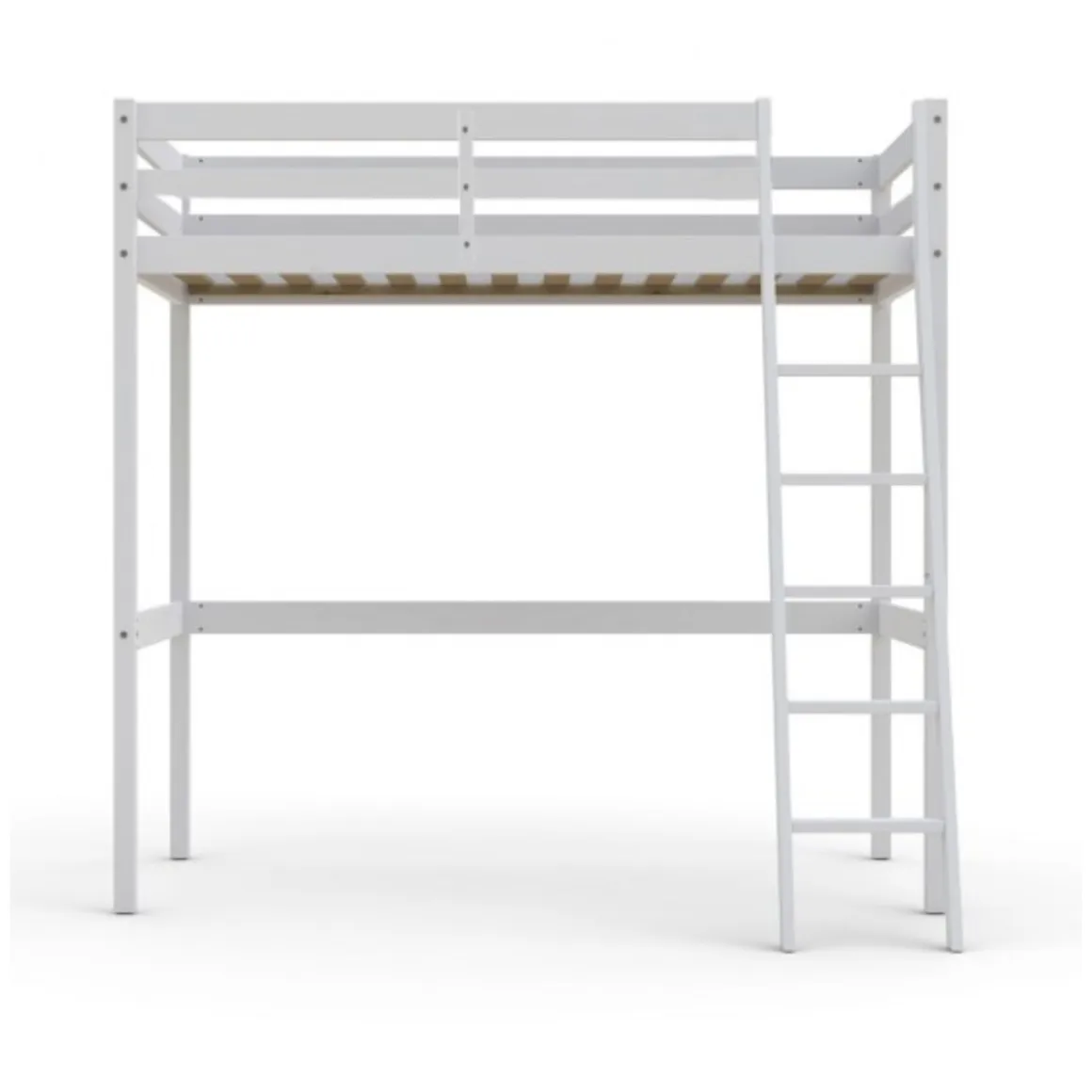 Lit mezzanine en bois massif blanc - LT14036