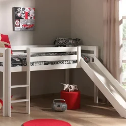Lit mi-hauteur avec toboggan 90x200