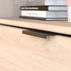 Lit mi-hauteur enfant 90x190/200 bois avec bureau et rangements chêne et noir - Terre de Nuit