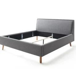 Lit rembourré en tissu avec tête de lit lisse - LT8003