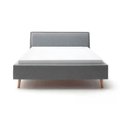 Lit rembourré en tissu avec tête de lit lisse - LT8003