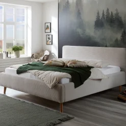 Lit rembourré en velours avec tête de lit lisse - LT8002