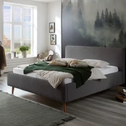 Lit rembourré en velours avec tête de lit lisse - LT8002