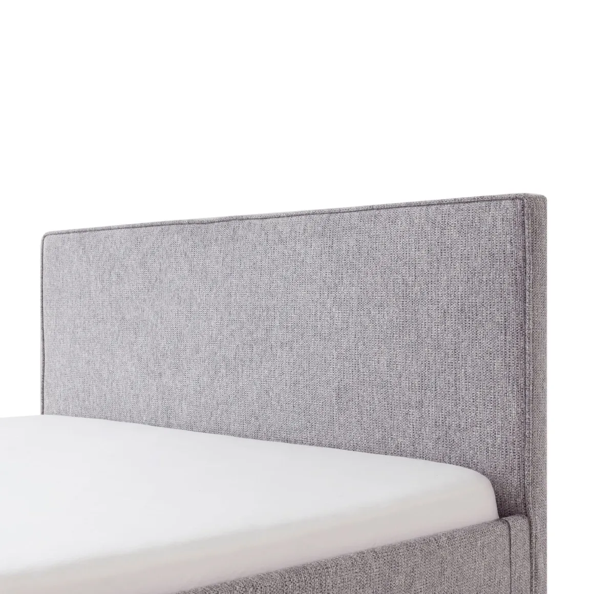Lit revêtement tissu et pieds en bois massif gris - LT8008