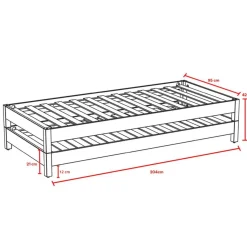 2 Lits empilables en bois massif naturel