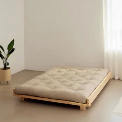 Lit SOCIAL BED en pin massif naturel avec dossiers et 2 tables de chevet